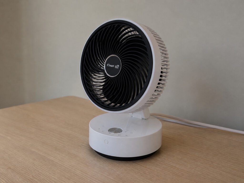 Goede tafelventilator op een bureau