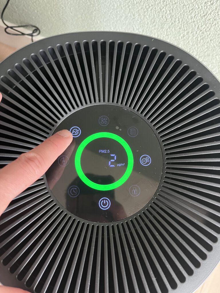 Nachtmodus luchtreiniger vibrix inschakelen